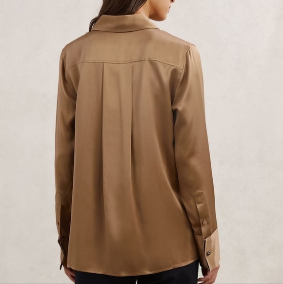 Reiss Ameira Silk-Satin Concealed-Placket Shirt - Picture 4 of 13